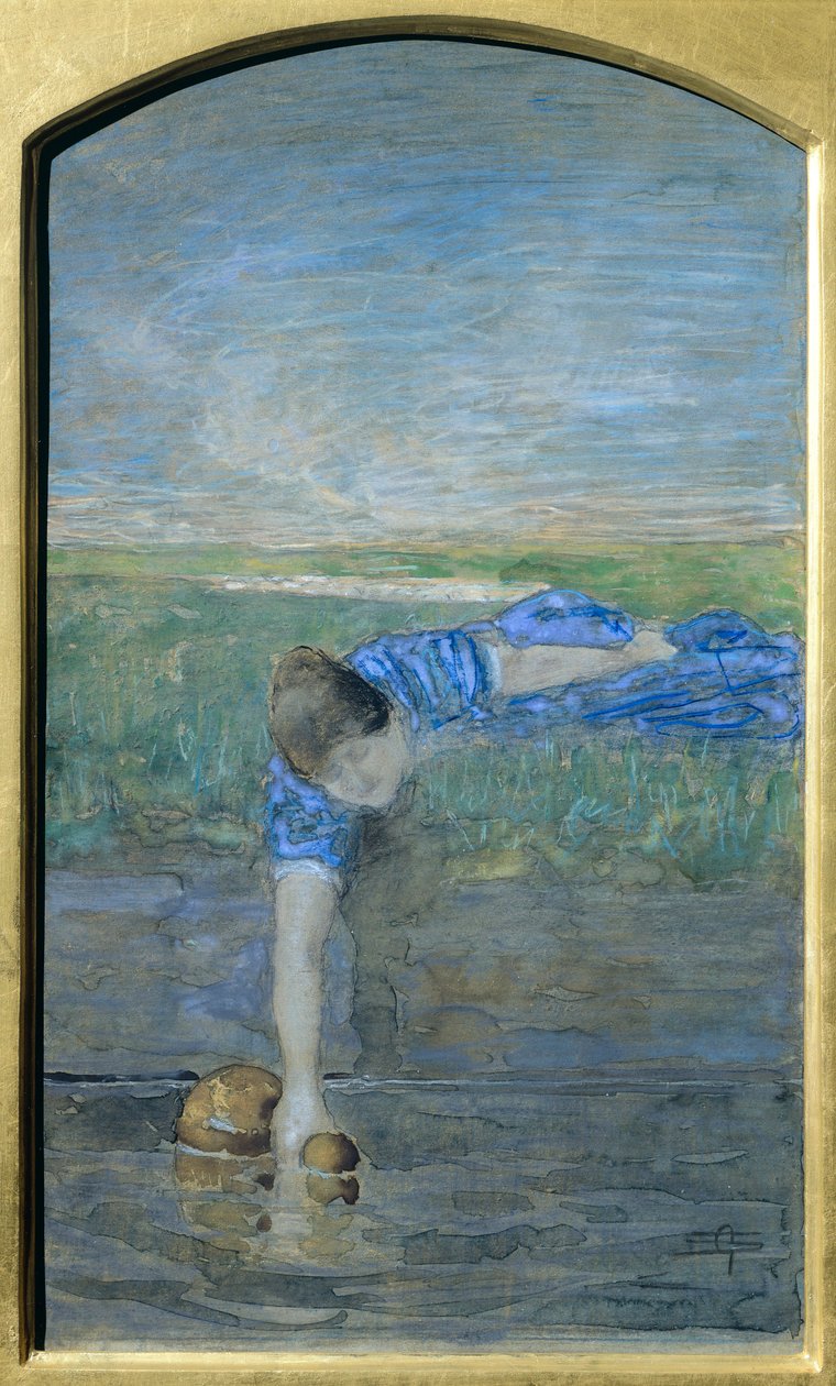 Kvinder ved floden af ​​Giovanni Segantini (1858-1899) af Giovanni Segantini
