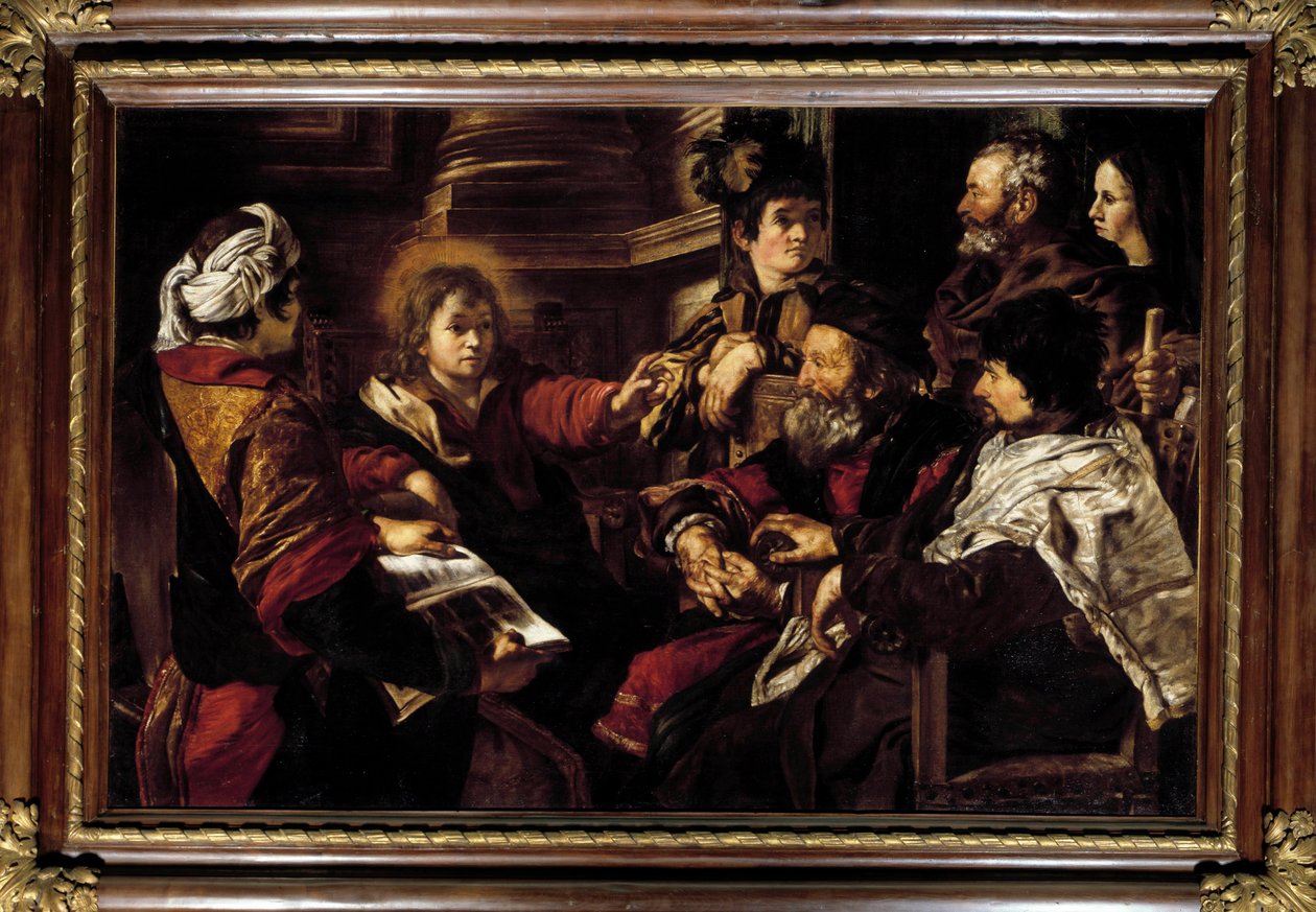 Kristus og lægerne Maleri af Giovanni Serodine (1600-1630) 1600-tallet søn. 1,45x2,24 m Paris, Musée du Louvre af Giovanni Serodine