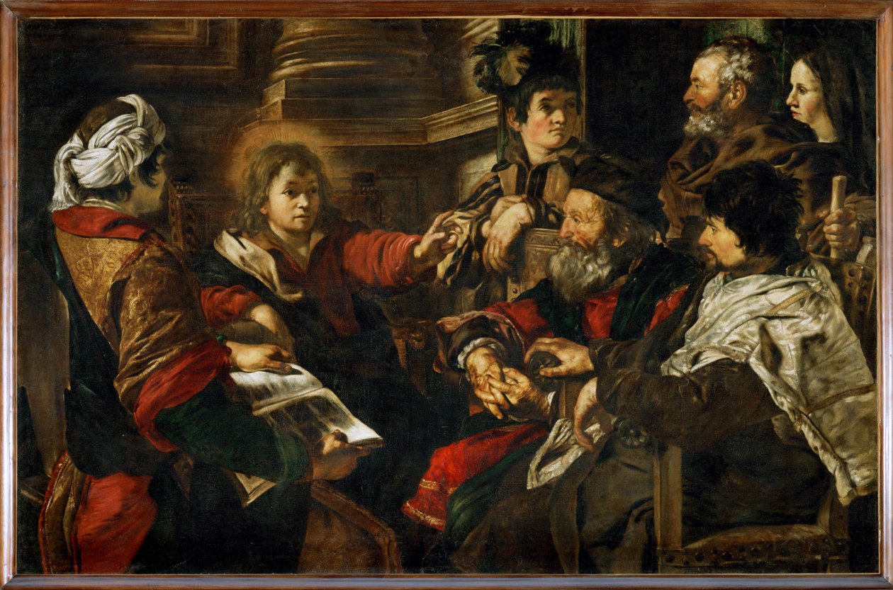 Jesus parmi les docteurs - Jesus blandt lægerne ... af Giovanni Serodine