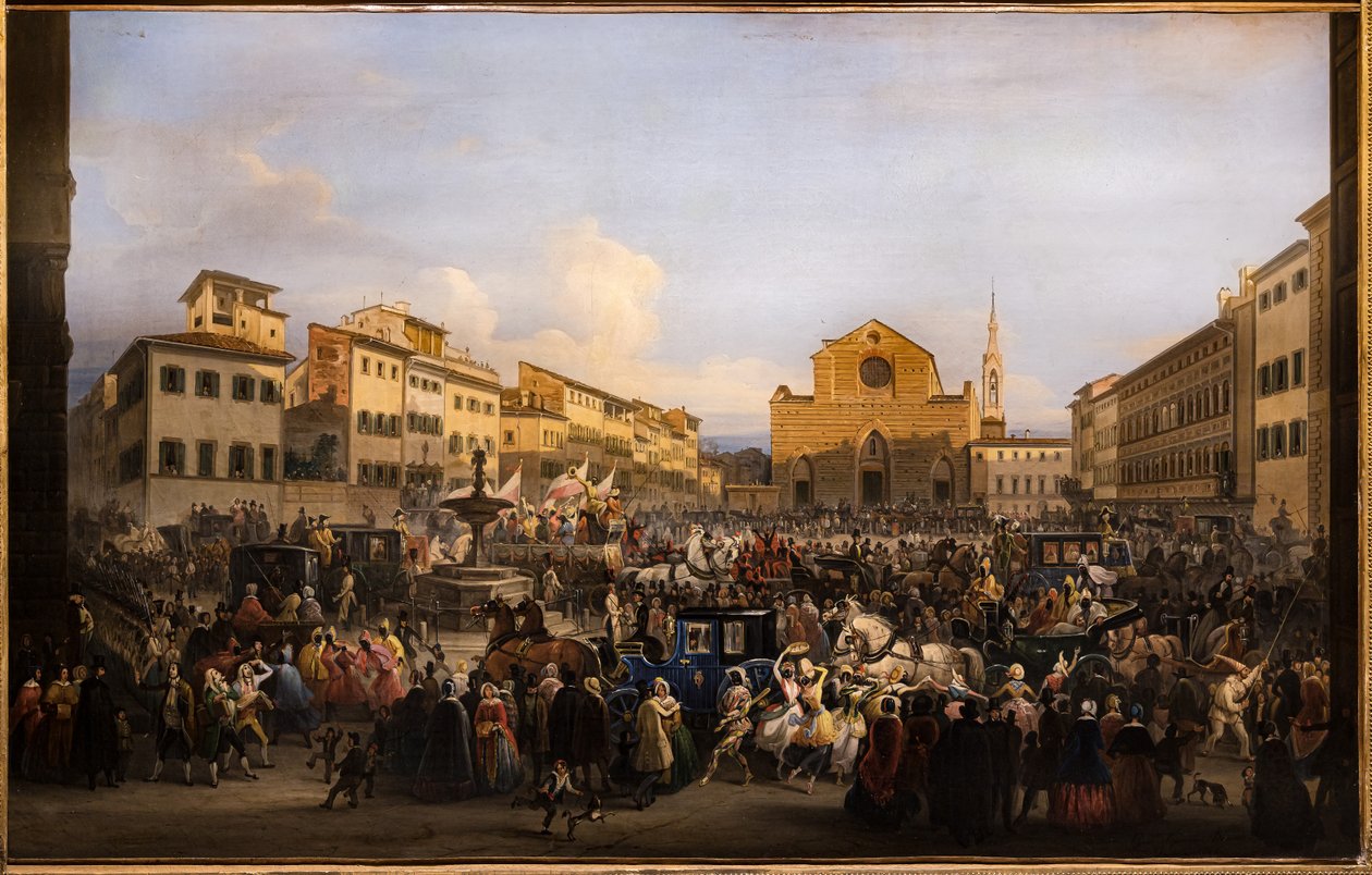 Berlingaccio på St. Croce-pladsen i Firenze af Giovanni Signorini