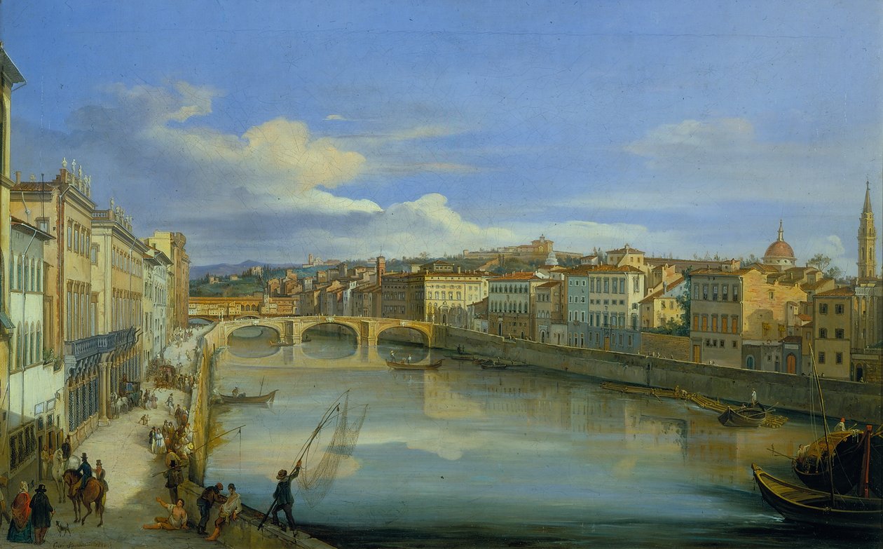 Udsigt over Arno fra Ponte alla Carraia af Giovanni Signorini