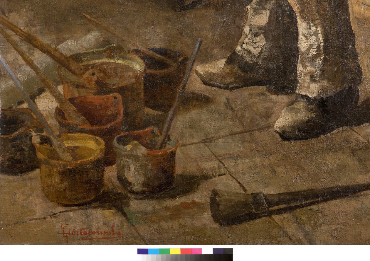 Jeg er også maler eller Dilettante eller The painters studio, 1885 (detalje af 3497601) af Giovanni Sottocornola
