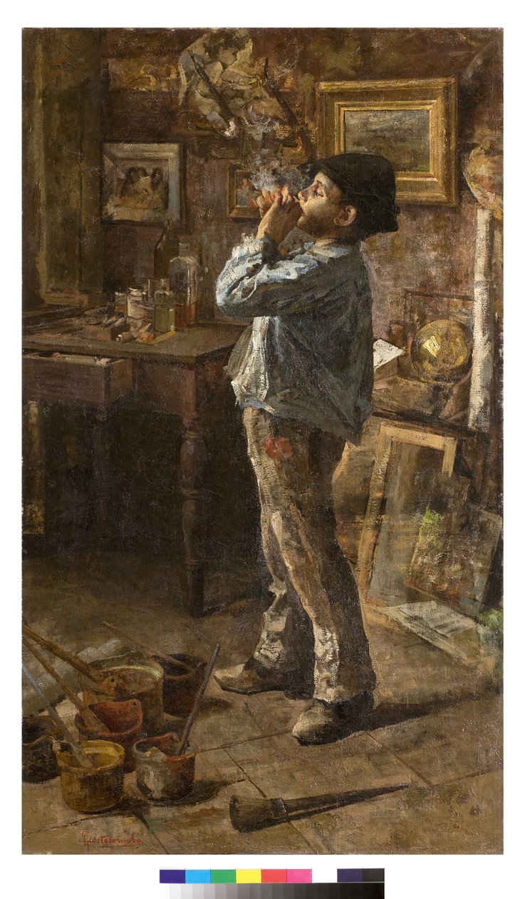 Jeg er også maler eller Dilettante eller The painters studio, 1885 af Giovanni Sottocornola