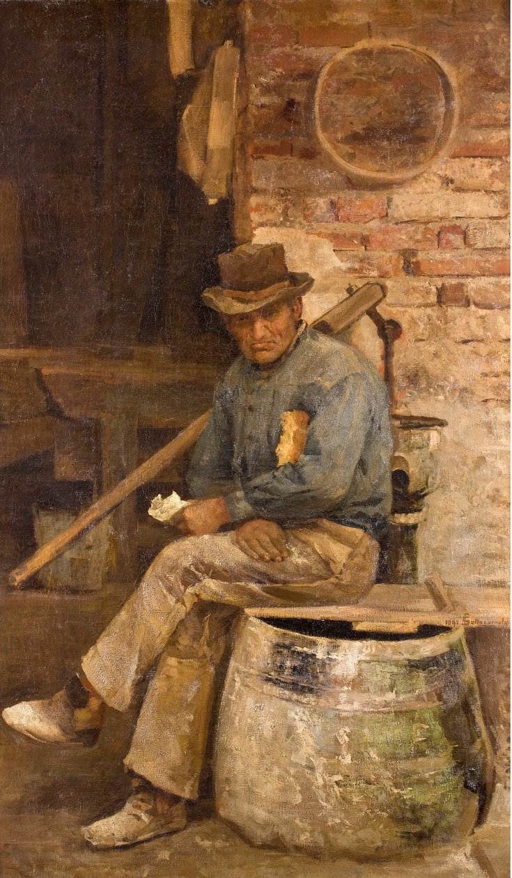 Portræt af Macon (Portræt af en murer) Maleri af Giovanni Sottocornola (1855-1917) 1891 Privat samling af Giovanni Sottocornola