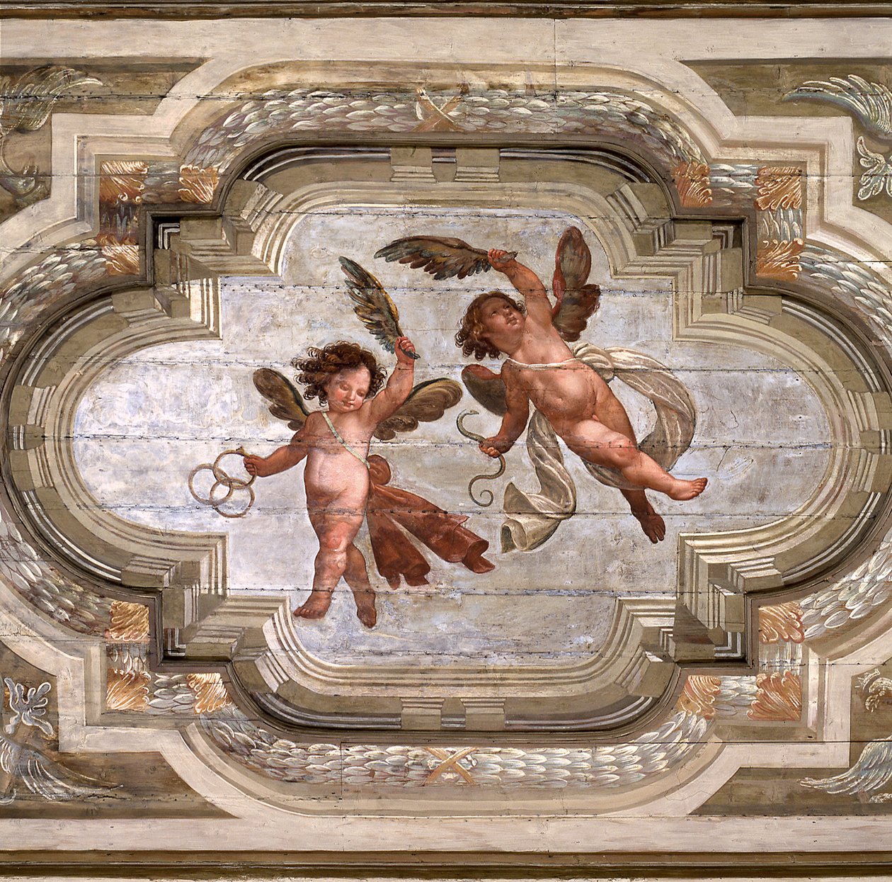 Amorer, hvælving i Hall of the Theological Dyder (fresko) af Giovanni Stefano Danedi