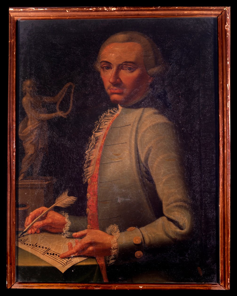 Portræt af den østrigske komponist og harpist Christian Joseph Lidarti (1730-1793) Maleri af Giovanni Stella. 1700-tallet. Bologna, Civic Museum Bibliografisk Museum af Giovanni Stella