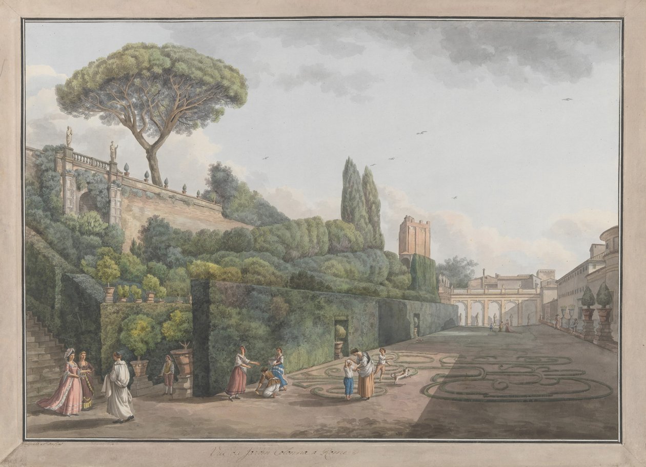 Palazzo Colonnas have, ca. 1780. Skaber: Giovanni Volpato, Louis Ducros. af Giovanni Volpato, Louis Ducros