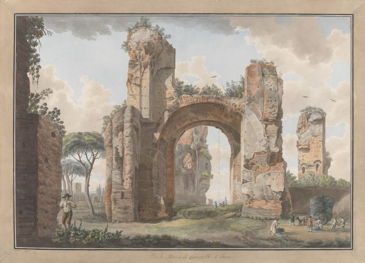 Det indre af badene i Caracalla, ca. 1780. Skaber: Giovanni Volpato, Louis Ducros. af Giovanni Volpato, Louis Ducros