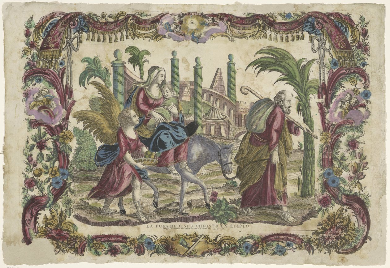 På flyveturen til Egypten La fuga de Jesus Christo en Egipto / Vor Herre Jesu Kristi flugt til Egypten (titel på objekt) af Giovanni Volpato (possibly)