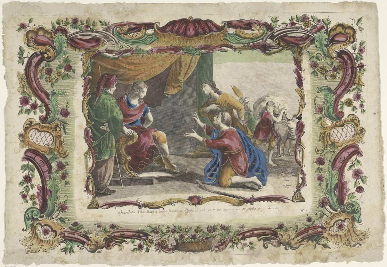 Josefs brødre knæler foran ham i Egypten The Life of Joseph (serietitel) af Giovanni Volpato