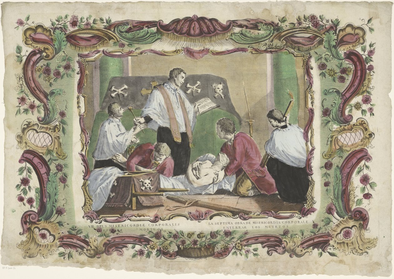 Begravelse af de døde VII opus misericordiae corporalis / La septima obrade misericordia corporale (titel på objektet) The Spiritual Works of Mercy (serietitel) af Giovanni Volpato