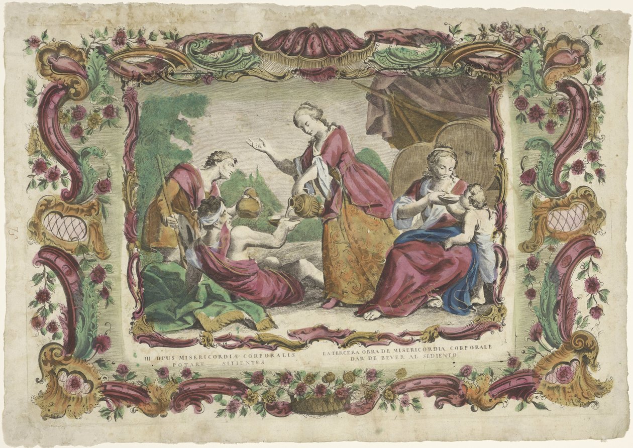 Laven fra Dorstigen III. work of corporal mercy / Later work of corporal mercy (...) (titel på objekt) De spirituele werken van barmhartigheid (serietitel) af Giovanni Volpato