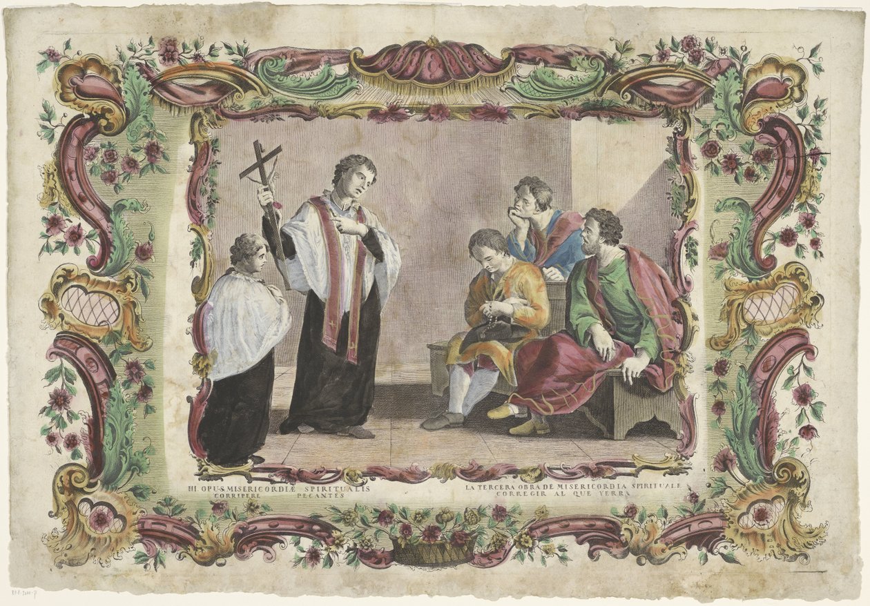 Besøger fangerne III. Opus misericordiae spiritualis / La tercera obra de misericordia spiritual (...) (titel på objektet) The Spiritual Works of Mercy (serietitel) af Giovanni Volpato