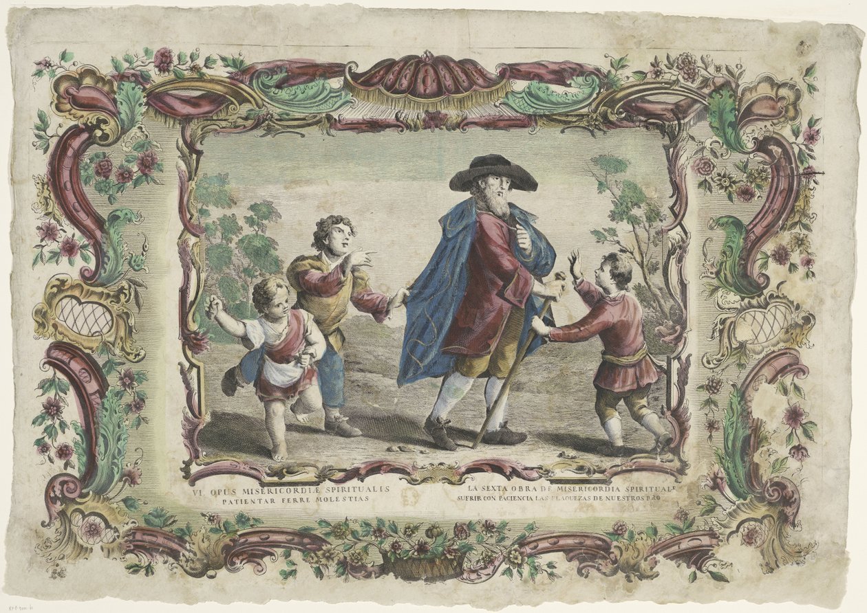 Tålmodigt udholdt uretfærdighed VI. opus misericordiae corporalis / La sexta obra de misericordie spirituale (titel på objektet) The Spiritual Works of Mercy (serietitel) af Giovanni Volpato