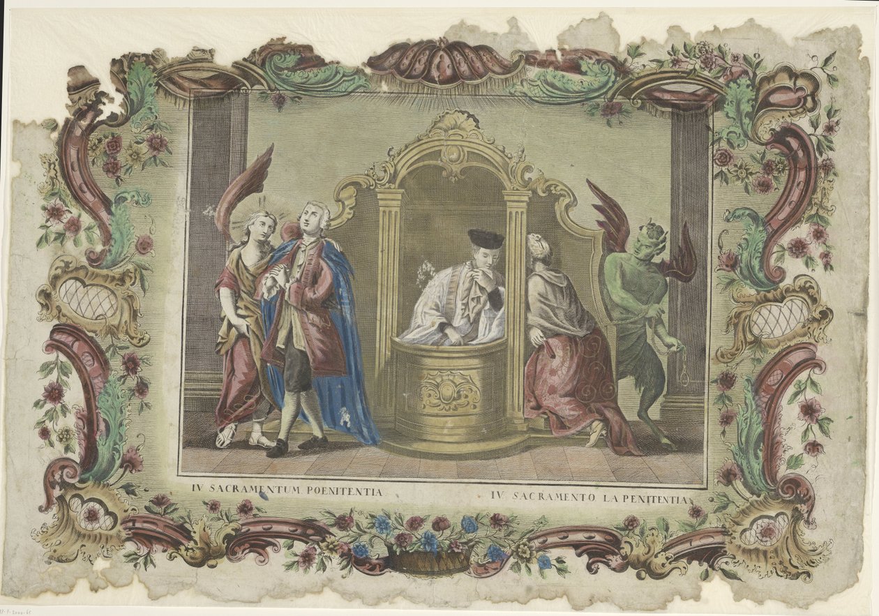 Det sakramente af biecht IV. angerens sakramente / IV. Bodens sakramente (titel på objekt) De syv sakramenter (serietitel) af Giovanni Volpato