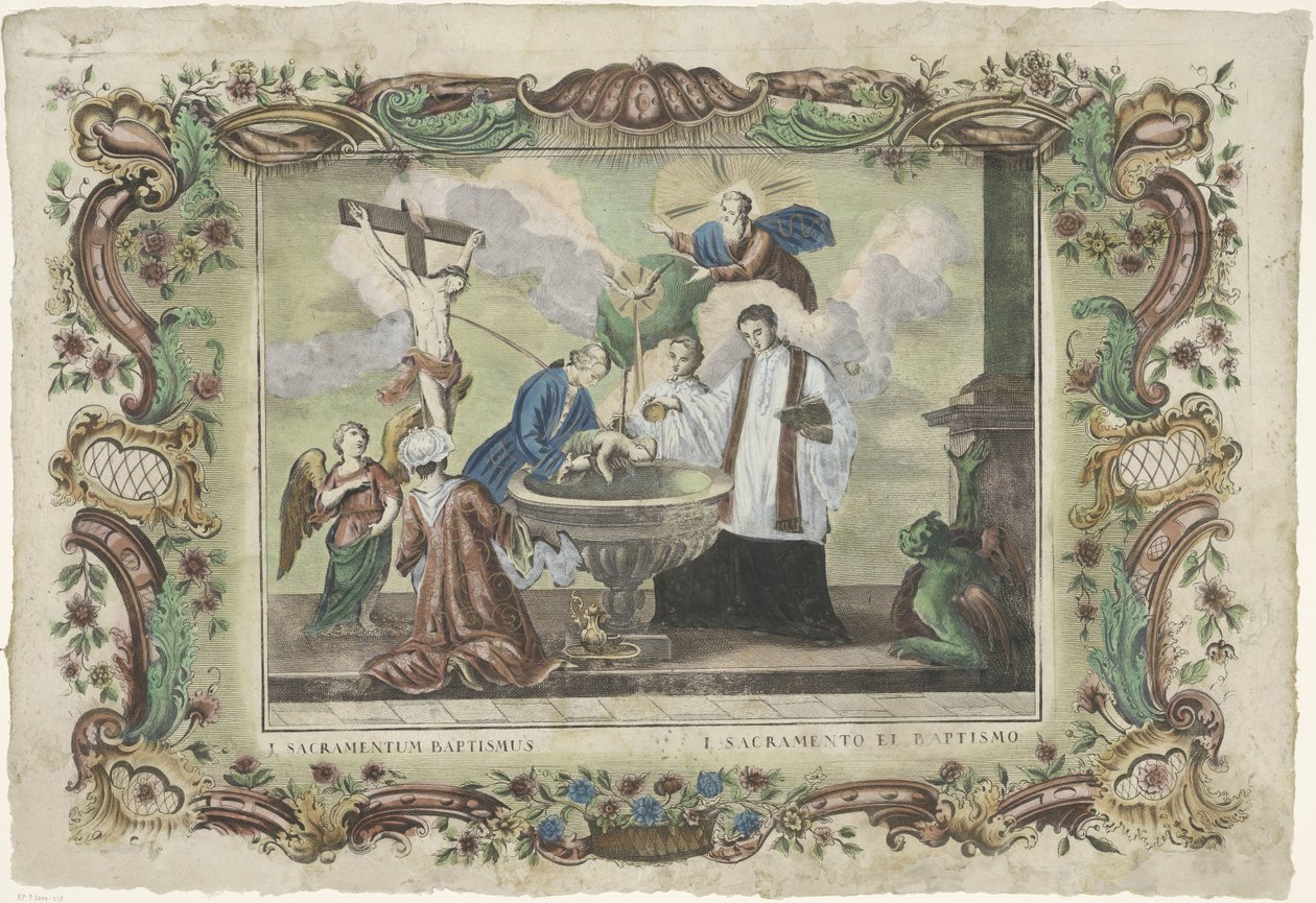 Dåbens sakramente I. sacramentum baptismus / I. sacramento el baptismo (titel på objekt) De syv sakramenter (serietitel) af Giovanni Volpato