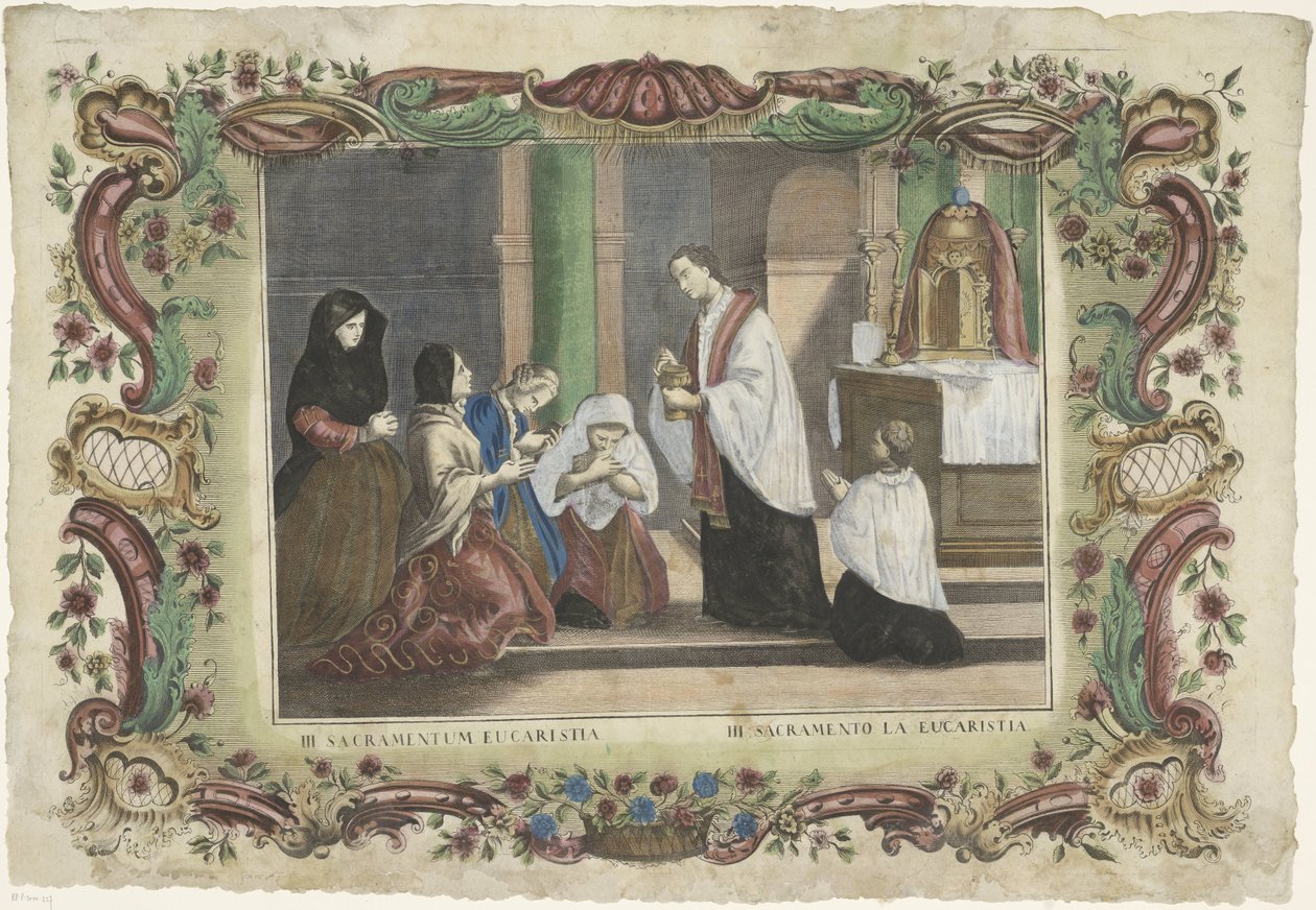 Eukaristiens sakramente III. sacramentum eucaristia / III. sacramento la eucaristia (titel på objekt) De syv sakramenter (serietitel) af Giovanni Volpato