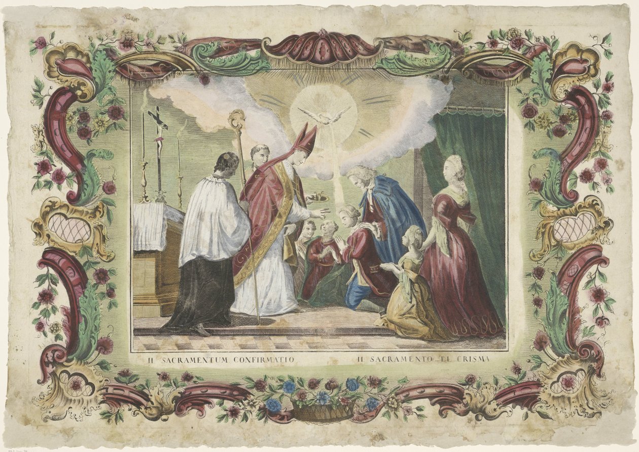 Den hellige konfirmations sakramente II. sacramentum confirmatio / II. sacramento el crisma (titel på objekt) De syv sakramenter (serietitel) af Giovanni Volpato