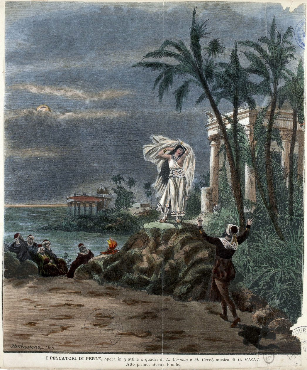 Sidste scene i første akt af "Perlefiskerne af Giovanni Zuccarelli
