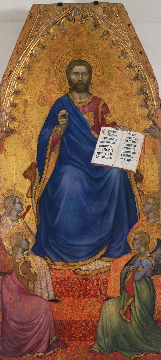 Kristus på tronen bliver tilbedt af engle, af Giovanni da Milano (aktiv fra 1346 til 1369), tempera og guld på panel af Giovanni da Milano