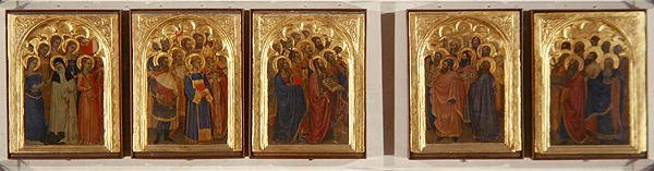 Predella, Polyptykon af hellige, jomfruer og martyrer (tempera på panel) af Giovanni da Milano