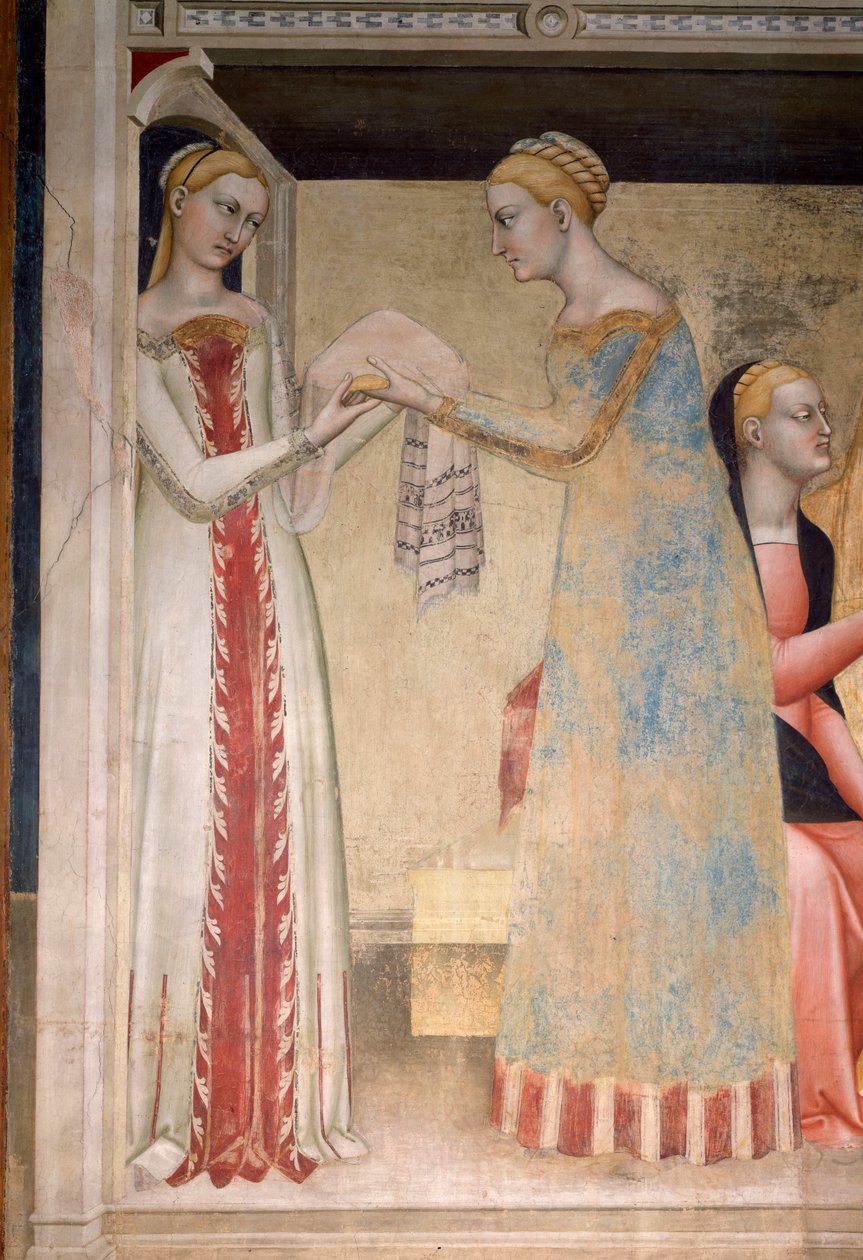 Jomfruens liv: Marias fødsel, detaljer (Fresco af Giovanni da Milano