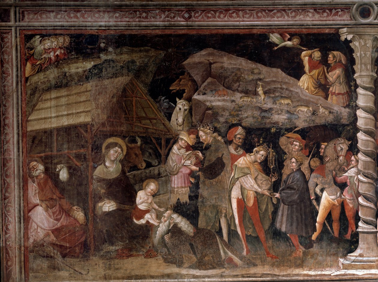 Fødsel. Fra magiernes cyklus (Fresco, ca 1420) af Giovanni da Modena
