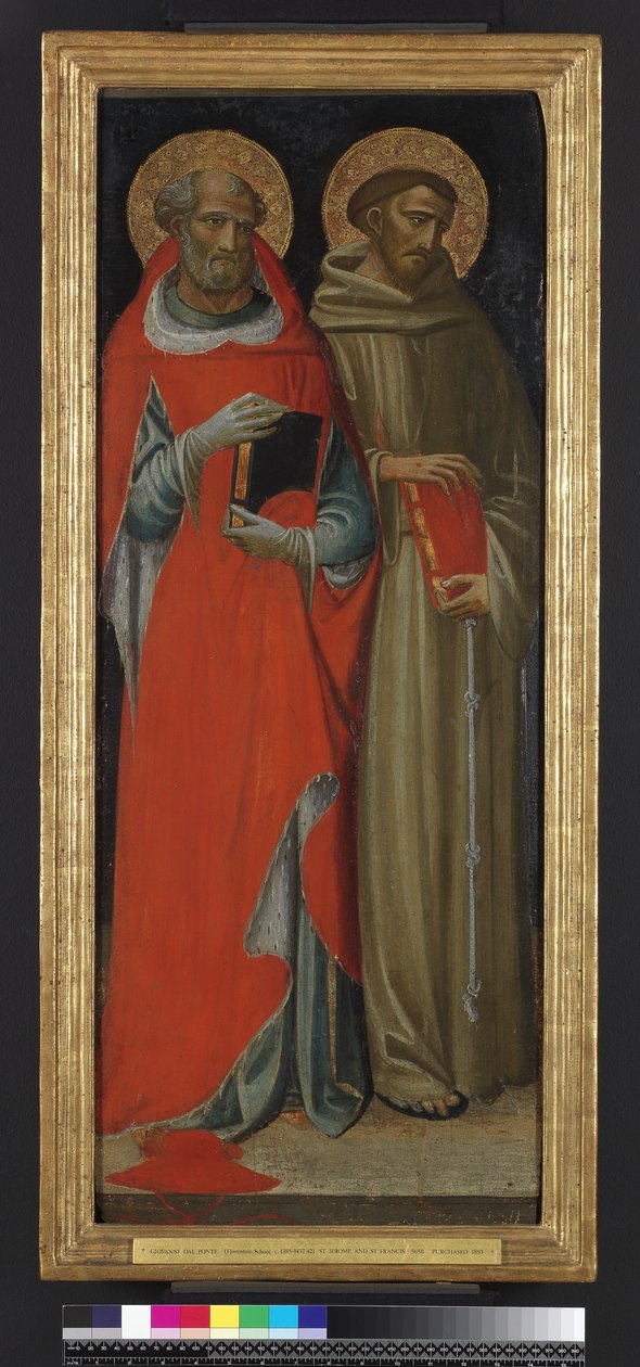 Sankt Jerome og Sankt Frans (tempera og guld på panel) af Giovanni dal Ponte