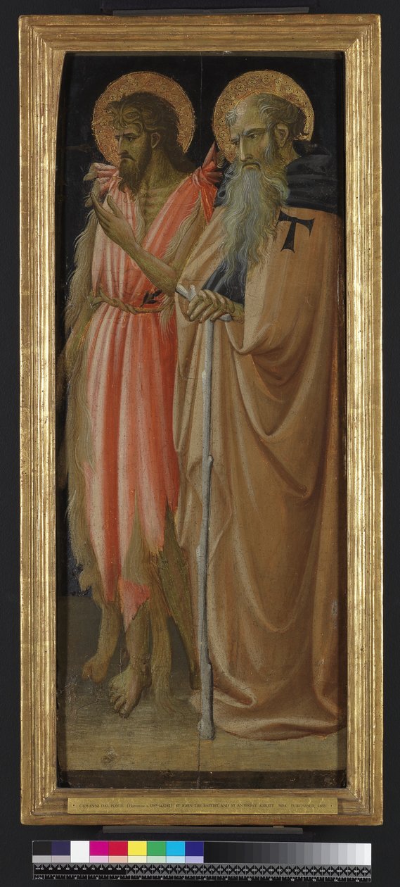 Johannes Døberen og Sankt Antonius Abbed (tempera og guld på panel) af Giovanni dal Ponte
