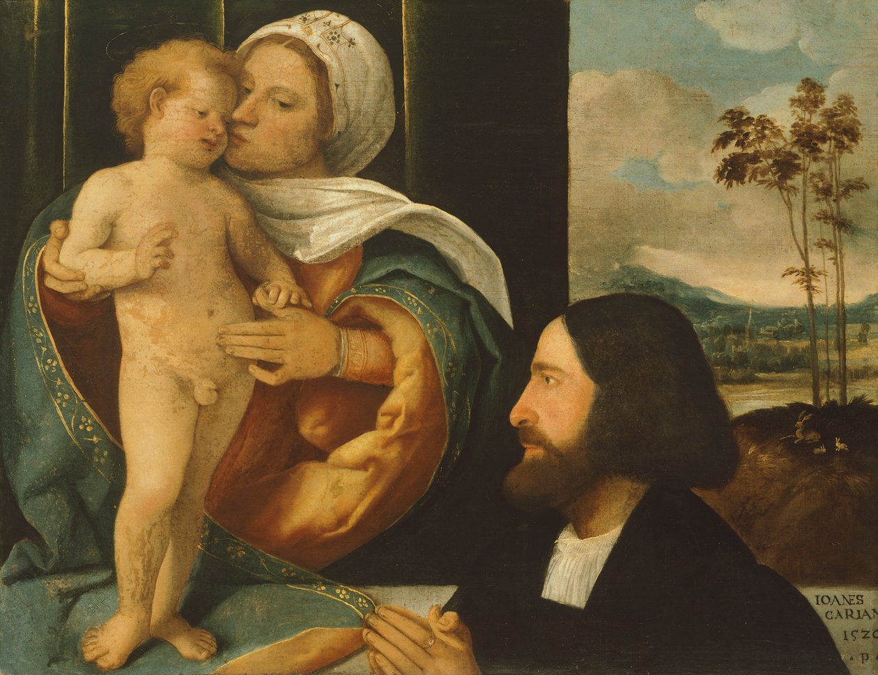 Madonna med barn og hengiven, af Giovanni Cariani (født mellem 1485 og 1490-død efter 1547) af Giovanni de Busi Cariani