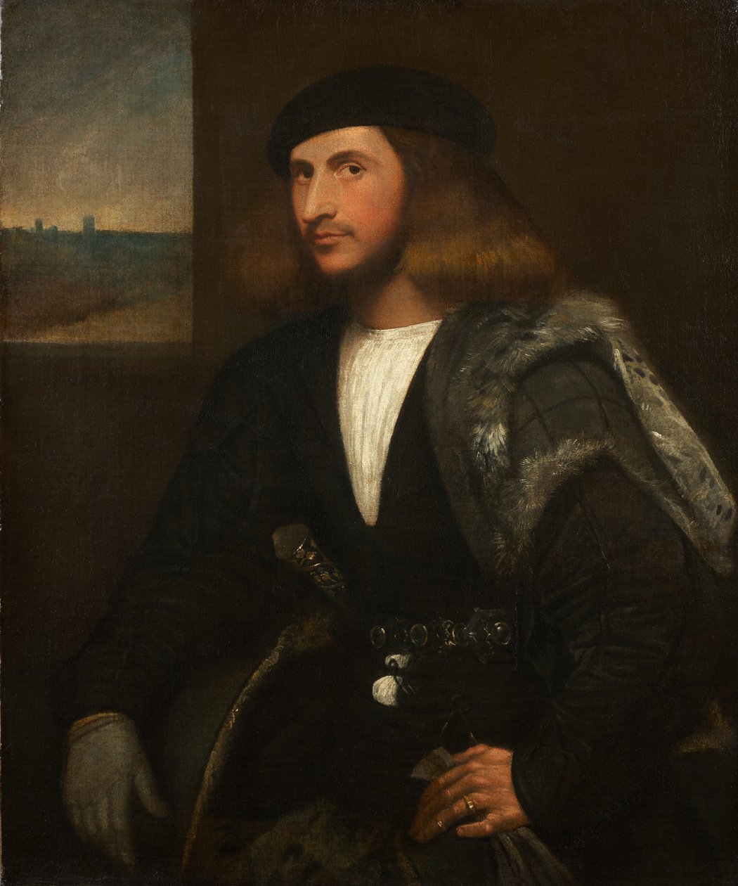 Portræt af en venetiansk adelsmand (olie på lærred) af Giovanni de Busi Cariani