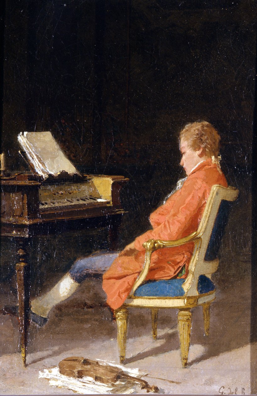 Portræt af Wolfgang Amadeus Mozart ved klaveret af Giovanni del Re