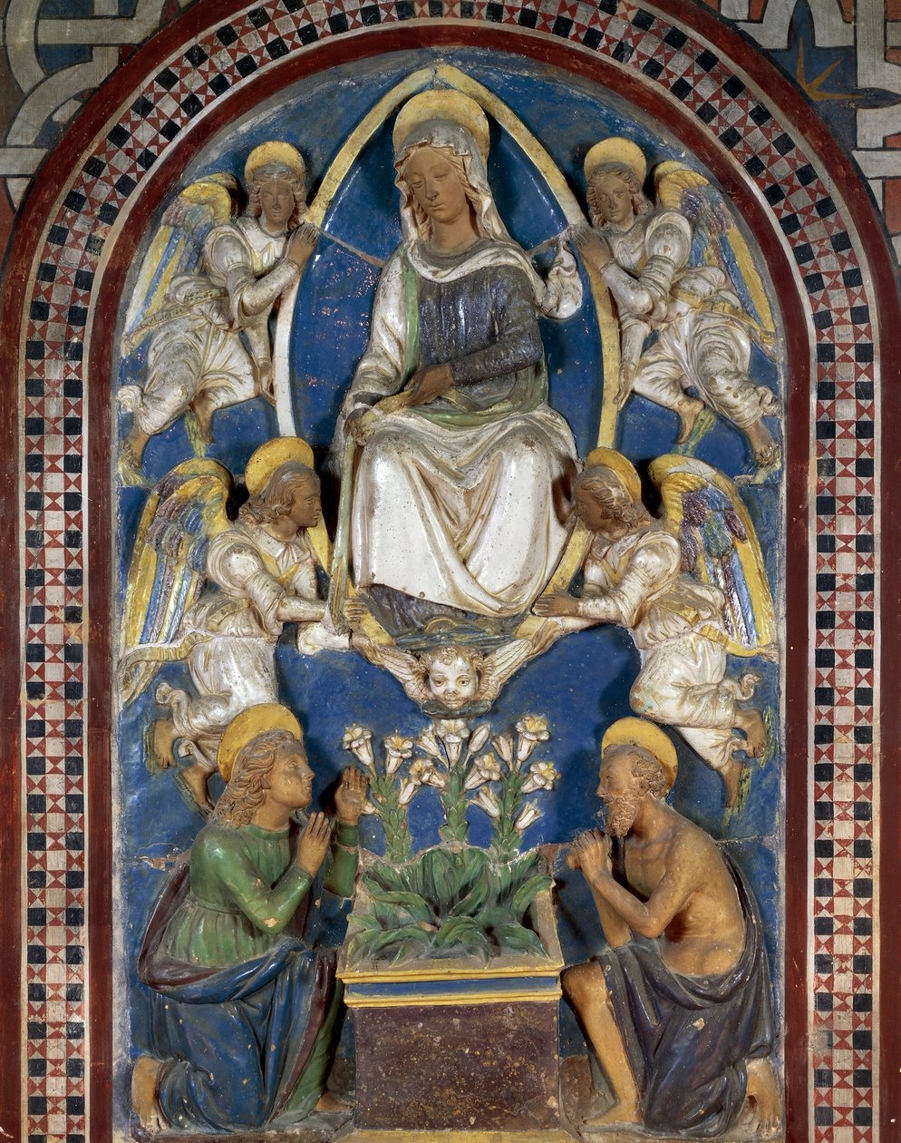 Jomfruens himmelfart, Majolica af Giovanni della Robbia (1469-1529), Magistrate Palace Palazzo Pretorio, Tidligere Grever Guidi slot, Poppi, Toscana, Italien af Giovanni della Robbia