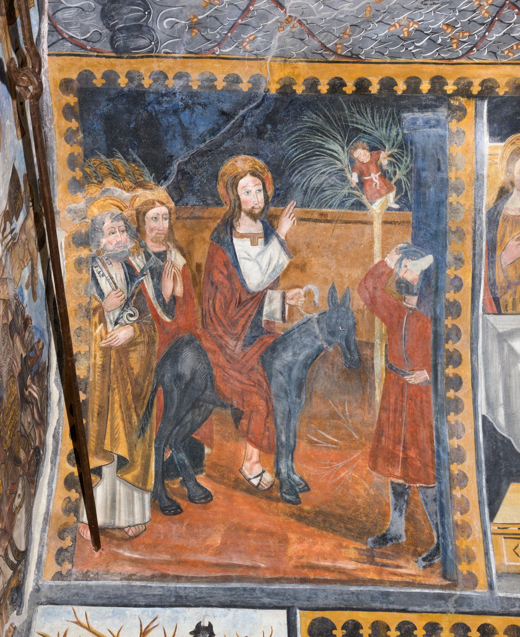 Historier om Kristus: Jesu indtog i Jerusalem bliver mødt med palmegrene af Giovanni di Cherasco Botoneri