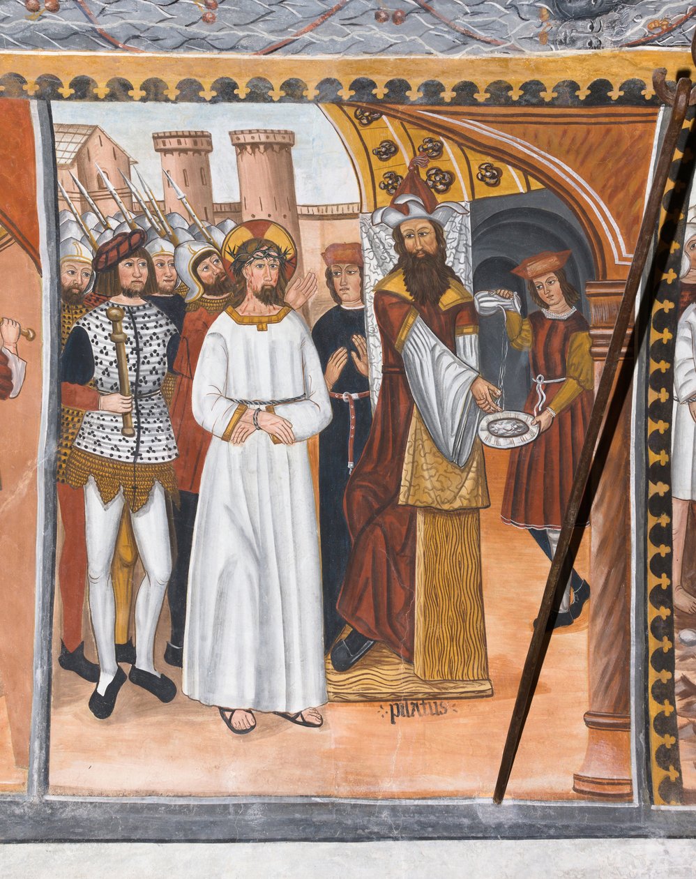 Historier om Kristi lidelseshistorie: Pilatus dømmer Jesus og vasker sine hænder af Giovanni di Cherasco Botoneri