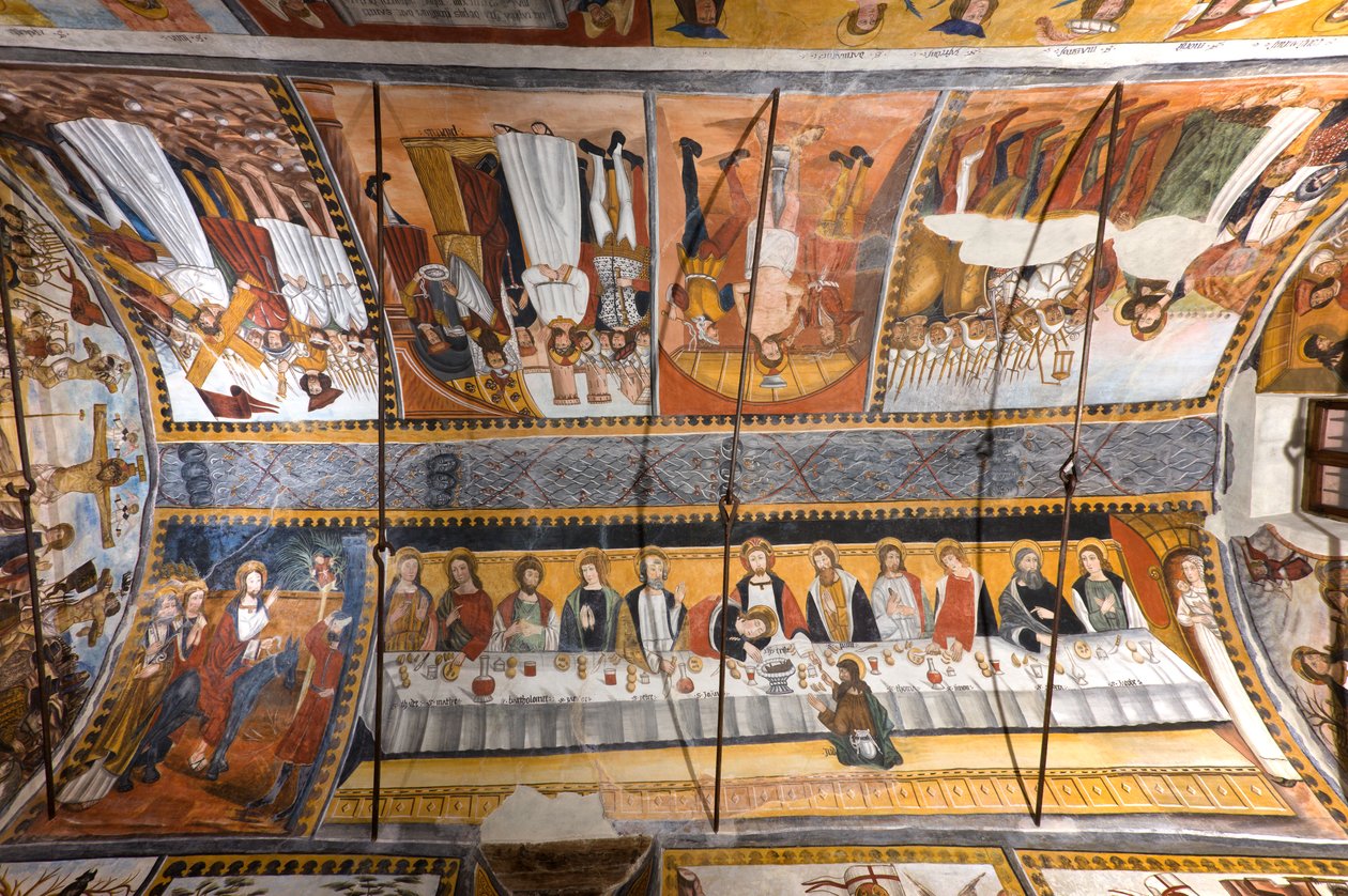 Hvælvingen i Botoneri-kapellet med historier om Kristi lidelseshistorie af Giovanni di Cherasco Botoneri
