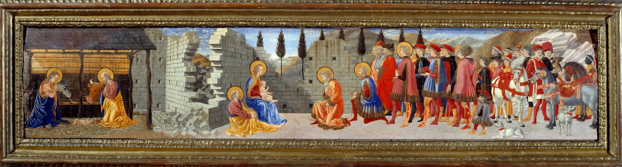 Magiernes fødsel og tilbedelse. Maleri af Giovanni Di Francesco (1412-1459) Ec. Ital af Giovanni di Francesco del Cervelliera
