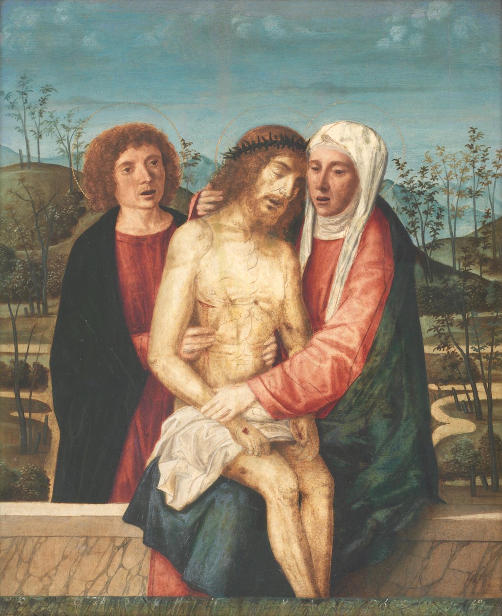 Pietà med Virgin og St. John af Giovanni di Niccolo Mansueti