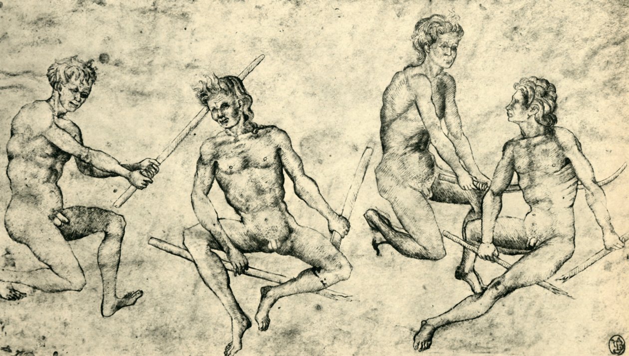 Fire nøgne mænd, midten af slutningen af det 15. århundrede, 1943. af Giovanni di Paolo