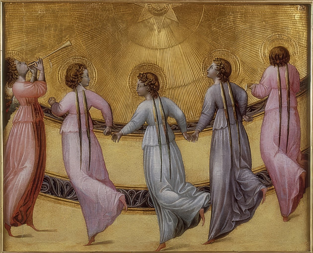 Fem dansende engle. Omkring 1436 af Giovanni di Paolo