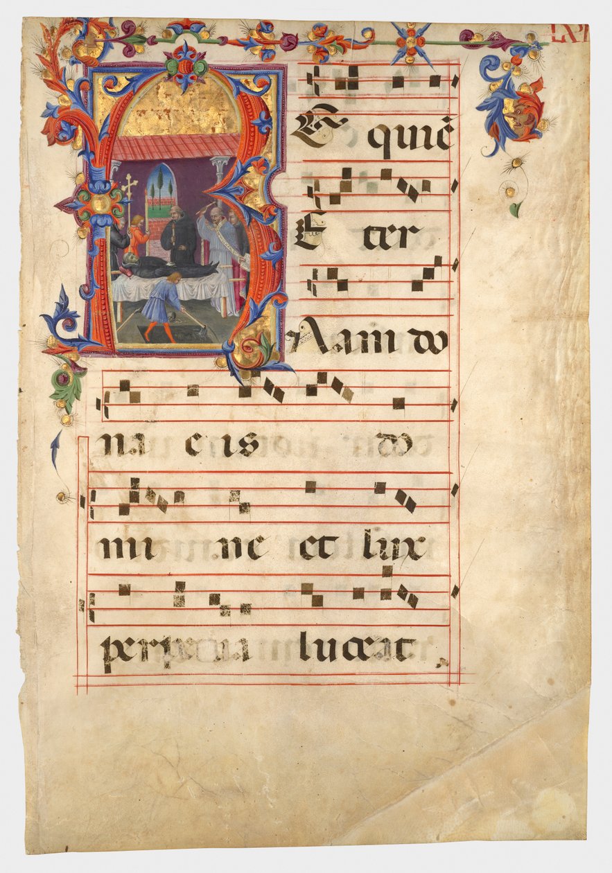 Initiale R: Eine Beerdigungsszene af Giovanni di Paolo