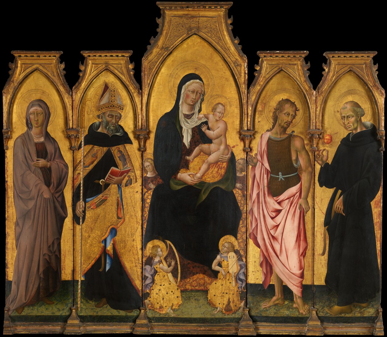 Madonna og barn med hellige, 1454. af Giovanni di Paolo