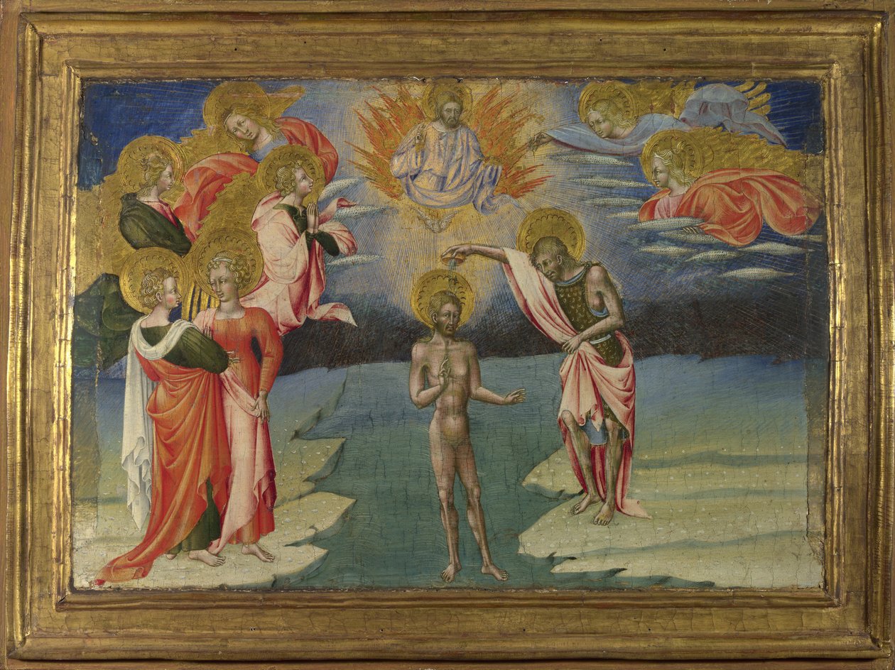 The Baptism of Christ Predella Panel, 1454 af Giovanni di Paolo