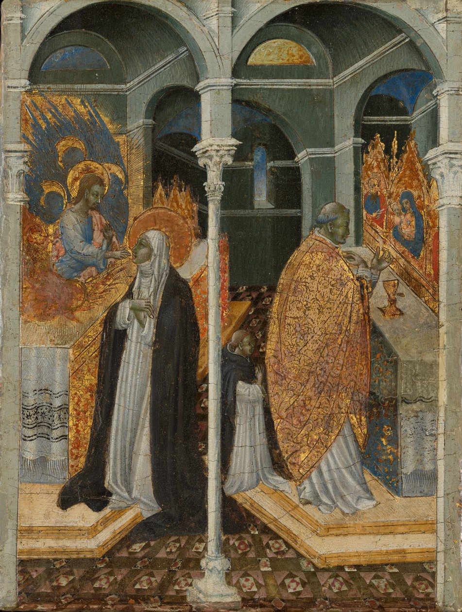 Sankt Katarina af Sienas mirakuløse nadver. af Giovanni di Paolo