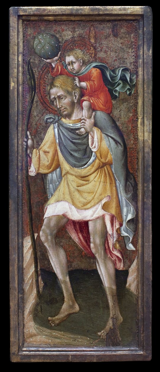 Sankt Christopher bærer Jesus Kristus på sine skuldre. Maleri af Giovanni Di Paolo Di Grazia (Giovanni dal Poggio af Giovanni di Paolo di Grazia