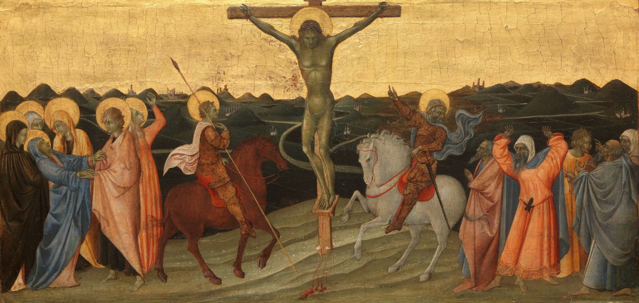 Korsfæstelsen Korsfæstelsen med Maria, Johannes, Maria Magdalena, Sankt Longinus og den omvendte centurion af Giovanni di Paolo di Grazia