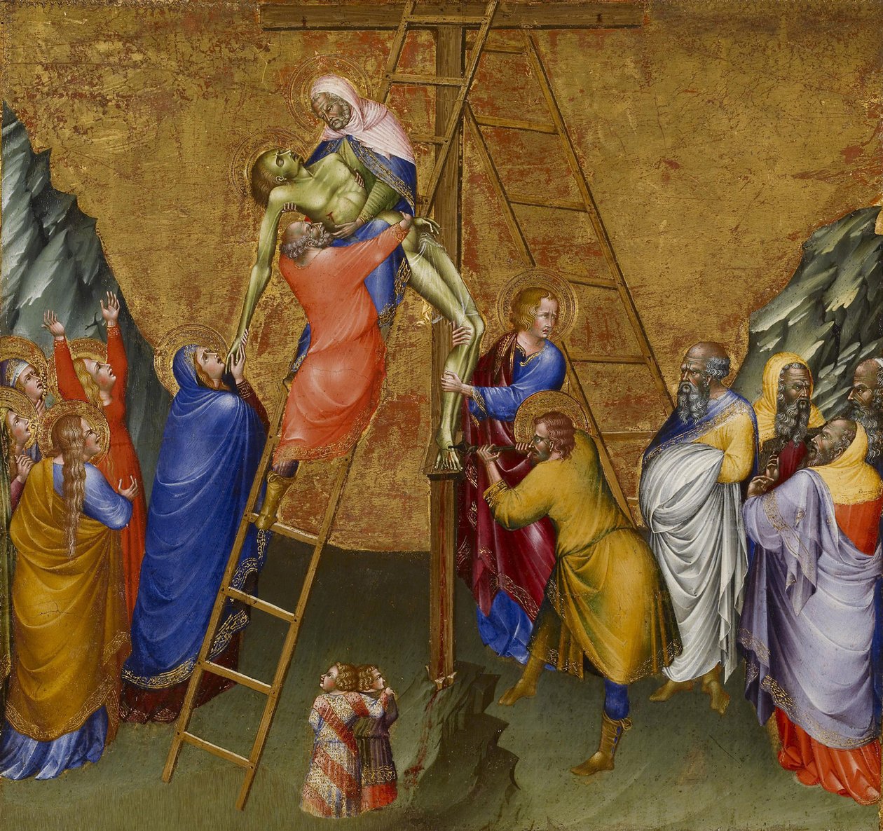 Nedstigningen fra korset, fra Malavolti-altertavlen, 1426 af Giovanni di Paolo di Grazia