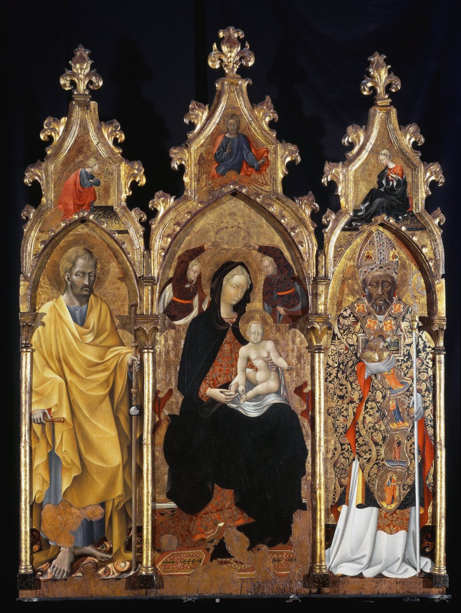 Triptykon af Sankt Nikolaus (San Niccolo) - tempera på panel af Giovanni di Paolo di Grazia
