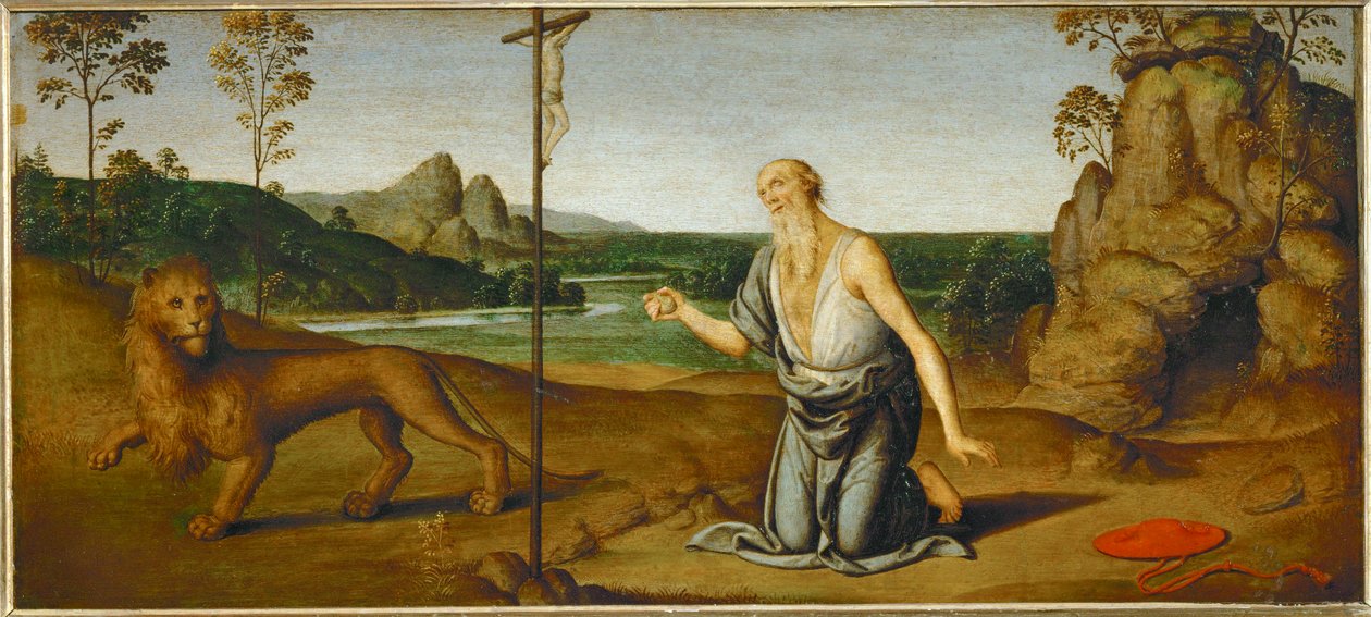 Sankt Hieronymus i ørkenen ... af Giovanni di Pietro (c.1450 1529) (studio of)