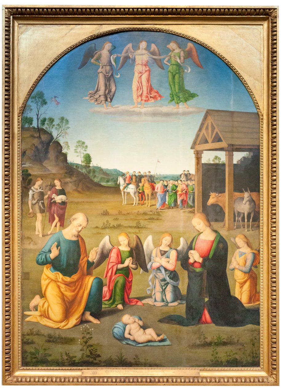 Magiernes tilbedelse (olie på træ) af Giovanni di Pietro (c.1450 1529)